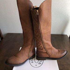 Brown leather boots